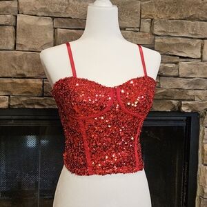 No Boundaries Red Sequin Top